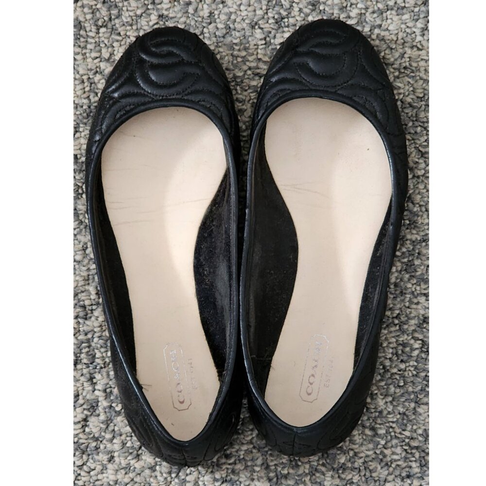 Coach Black Leather Ballet Flats